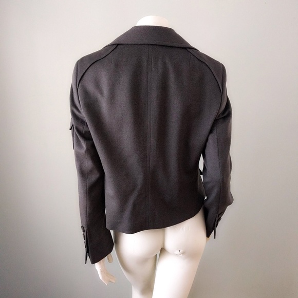 AKRIS PUNTO Gray Green Angora Wool Army Blazer S - Picture 6 of 7